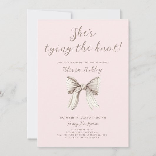 Sie bindet das Brautparty des Knotens Einladung (Vorderseite)