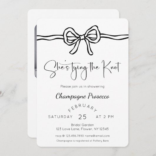 Sie bindet das Brautparty des Knotens Einladung (Vorne/Hinten)