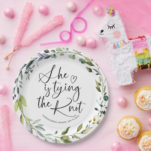 Sie bindet das Brautparty des Knotens Pappteller (Party)