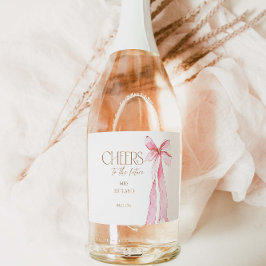 Sie bindet das Brautparty des Knotens Schaumweinetikett