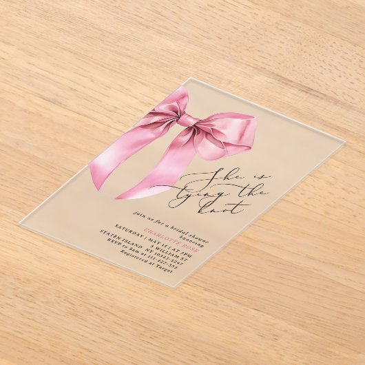 Sie bindet das Brautparty des rosa Knollen an Acryleinladungen (Ablage )