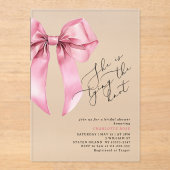 Sie bindet das Brautparty des rosa Knollen an Acryleinladungen (Vorderseite)