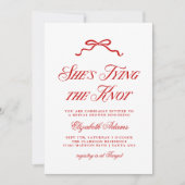 Sie bindet das Brautparty des Rot-Elegant-Bows Einladung (Vorderseite)