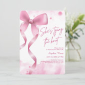 Sie bindet das Brautparty des weich rosa Knöchels Einladung (Stehend Vorderseite)