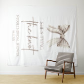 Sie bindet das Brautparty des weißen Bowes. Wandteppich (Beispiel (Horizontal))