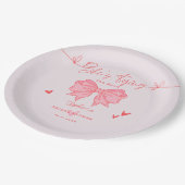 Sie bindet das Brautparty des weißen, rosa und wei Pappteller (Schrägansicht)