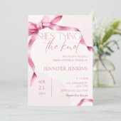 Sie bindet das Brautparty des weißen, rosafarbenen Einladung (Stehend Vorderseite)