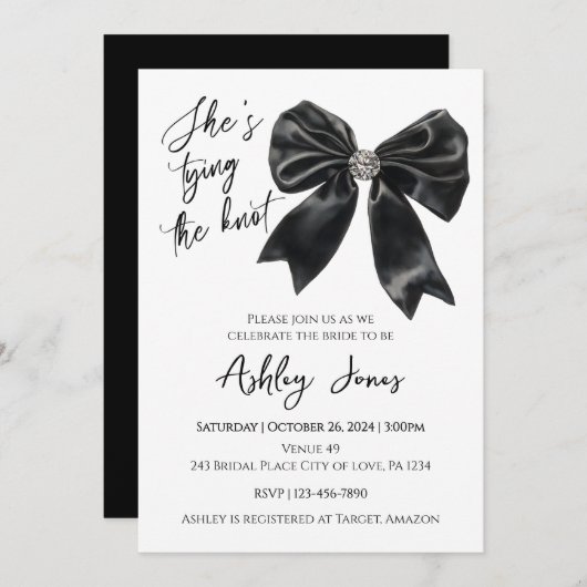 Sie bindet das Brautparty "Knot Coquette" ein Einladung (Vorne/Hinten)