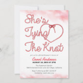 Sie bindet das Brautparty "Knot Pink Rope Heart" Einladung (Vorderseite)
