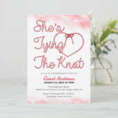 Sie bindet das Brautparty "Knot Pink Rope Heart" Einladung (Stehend Vorderseite)