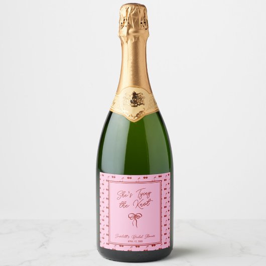 Sie bindet das Brautparty von Knot Cherry Schaumweinetikett