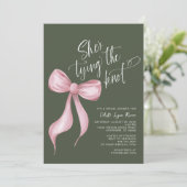 Sie bindet das grüne Brautparty der Knoten Rose Einladung (Stehend Vorderseite)