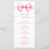 Sie bindet das knallrosa Brautparty Drink Menükarte (Vorderseite)