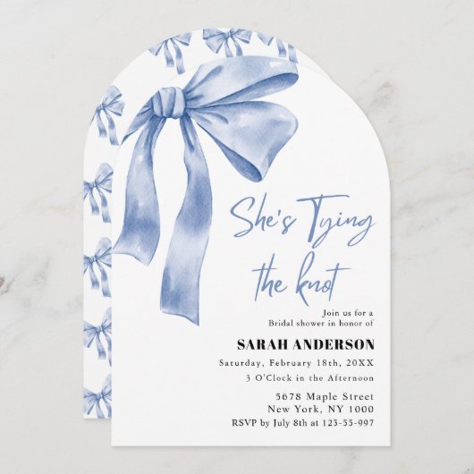 Sie bindet das knochenblaue Brautparty Einladung (Vorne/Hinten)