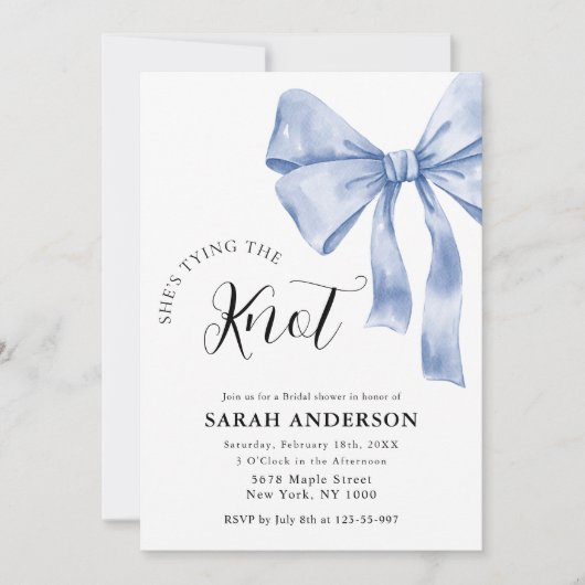 Sie bindet das knochenblaue Brautparty Einladung (Vorderseite)