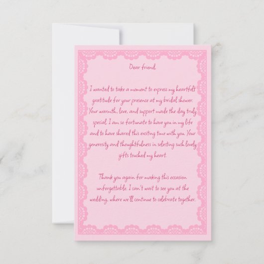 Sie bindet das knochenrosa Brautparty an Dankeskarte (Rückseite)