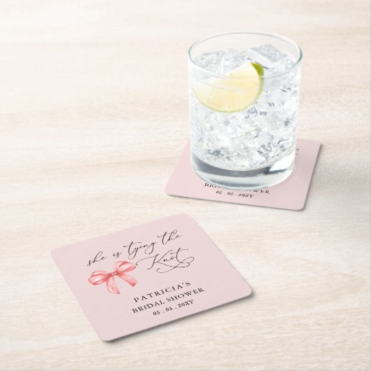 Sie bindet das knochenrosa Brautparty Rechteckiger Pappuntersetzer (Vor Ort)