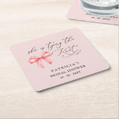 Sie bindet das knochenrosa Brautparty Rechteckiger Pappuntersetzer (angewinkelt)