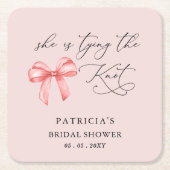 Sie bindet das knochenrosa Brautparty Rechteckiger Pappuntersetzer (Vorderseite)