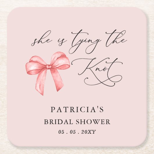 Sie bindet das knochenrosa Brautparty Rechteckiger Pappuntersetzer (Vorderseite)