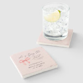 Sie bindet das knochenrosa Brautparty Steinuntersetzer (Seitenansicht)