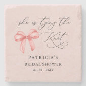 Sie bindet das knochenrosa Brautparty Steinuntersetzer (Vorderseite)