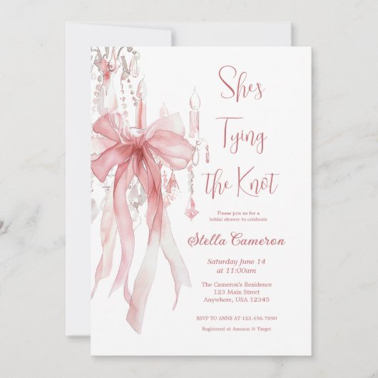 Sie bindet das knospenrosa Brautparty an Einladung (Vorderseite)