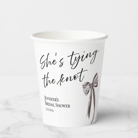 Sie bindet das Knot Black Bow Brautparty Pape Pappbecher (Rückseite)