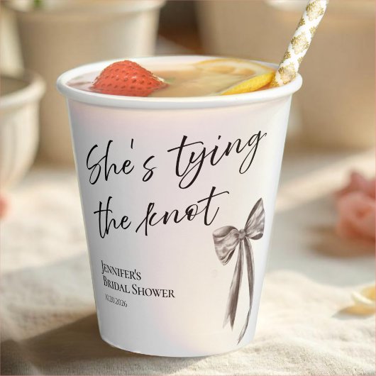 Sie bindet das Knot Black Bow Brautparty Pape Pappbecher