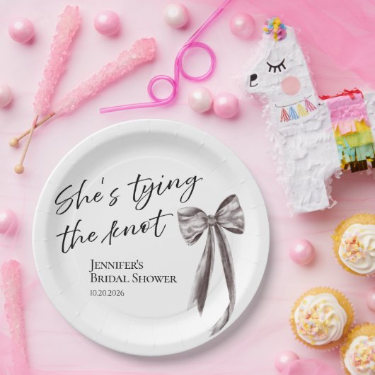 Sie bindet das Knot Black Bow Brautparty Pape Pappteller (Party)