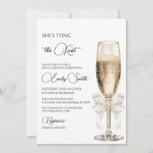 Sie bindet das Knot-Bow-Champagner-Brautparty Einladung (Vorderseite)