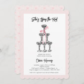 Sie bindet das Knot-Brautparty-Coquette Einladung (Vorne/Hinten)