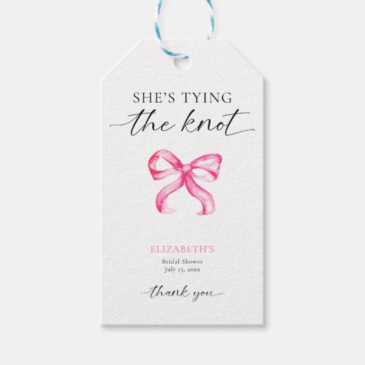 Sie bindet das Knot-Brautparty-Custom Geschenkanhänger (Vorderseite)