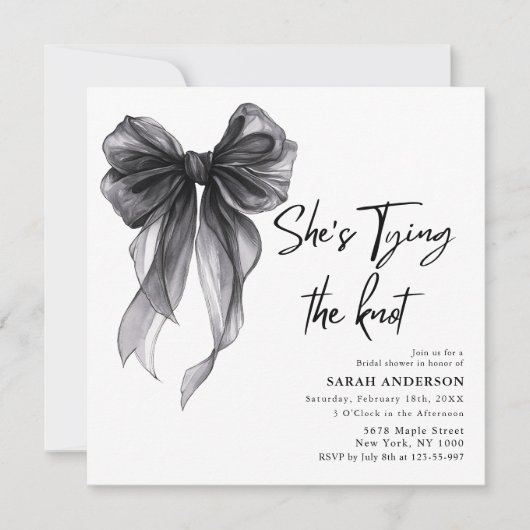 Sie bindet das Knot-Brautparty Einladung (Vorderseite)