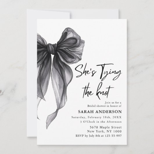Sie bindet das Knot-Brautparty Einladung (Vorderseite)