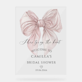 Sie bindet das Knot Pink Bow Bridal Willkommen Acrylschild