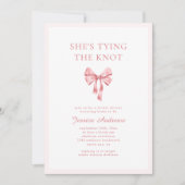 Sie bindet das Knot-Pink-Coquette-Brautparty Einladung (Vorderseite)