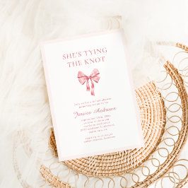 Sie bindet das Knot-Pink-Coquette-Brautparty Einladung