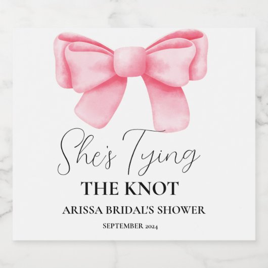 Sie bindet das Knoten Brautparty Pink Bow Schaumweinetikett (Einzelnes Label)