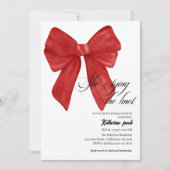 Sie bindet das knotenrote Bow-Brautparty Einladung (Vorderseite)