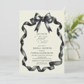 Sie bindet das knotenschwarze Brautparty Einladung (Stehend Vorderseite)