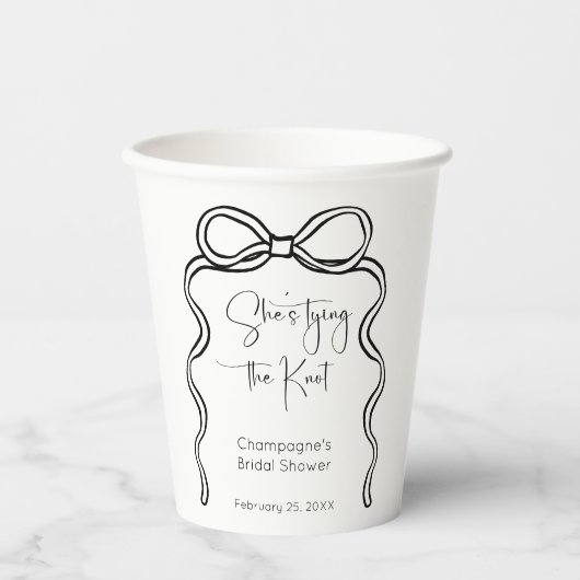 Sie bindet das moderne Skript-Brautparty von Knote Pappbecher (Vorderseite)