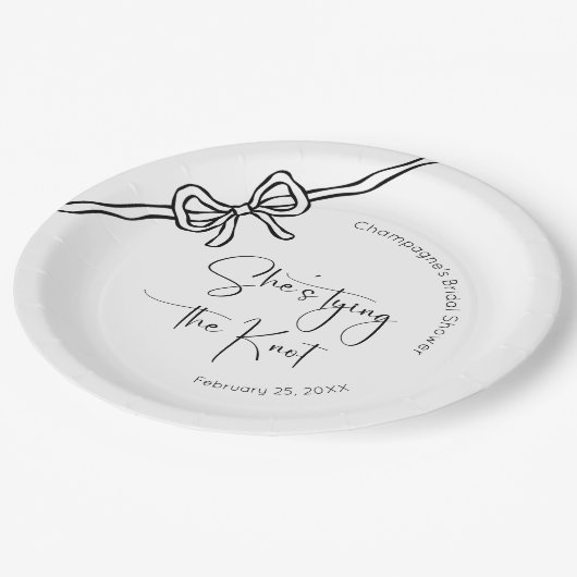 Sie bindet das moderne Skript-Brautparty von Knote Pappteller (Schrägansicht)