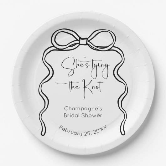 Sie bindet das moderne Skript-Brautparty von Knote Pappteller (Vorderseite)