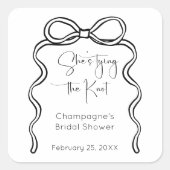 Sie bindet das moderne Skript-Brautparty von Knote Quadratischer Aufkleber (Vorderseite)