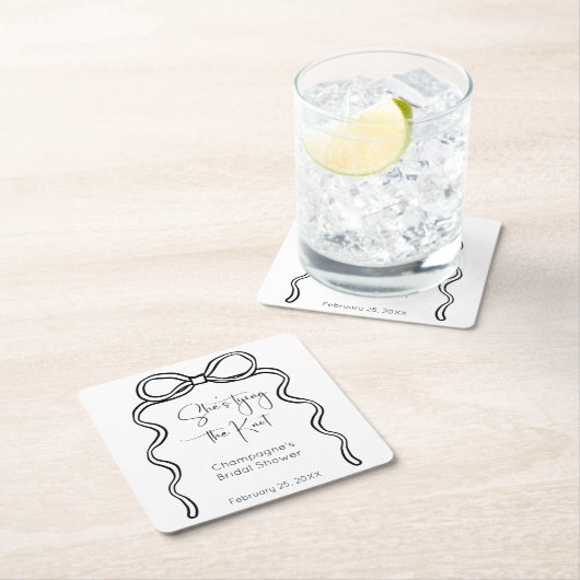 Sie bindet das moderne Skript-Brautparty von Knote Rechteckiger Pappuntersetzer (Vor Ort)