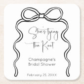 Sie bindet das moderne Skript-Brautparty von Knote Rechteckiger Pappuntersetzer (Vorderseite)