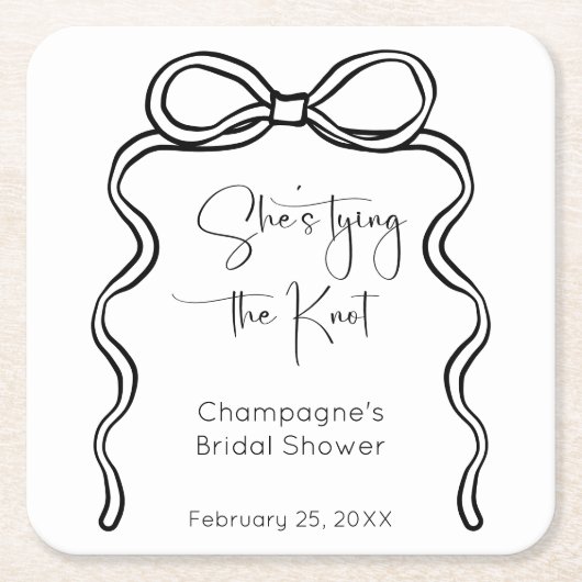 Sie bindet das moderne Skript-Brautparty von Knote Rechteckiger Pappuntersetzer (Vorderseite)