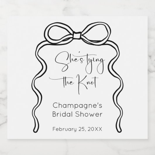 Sie bindet das moderne Skript-Brautparty von Knote Schaumweinetikett (Einzelnes Label)