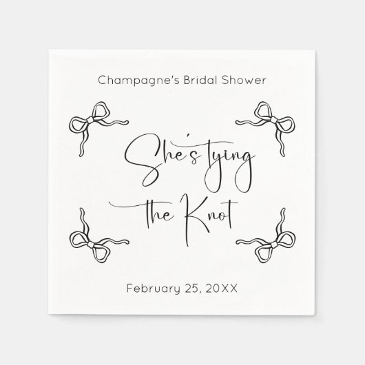 Sie bindet das moderne Skript-Brautparty von Knote Serviette (Vorderseite)